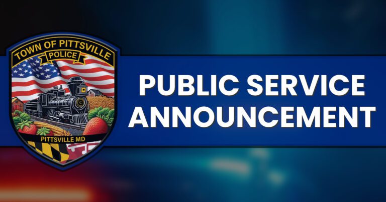 Public service announcement banner.